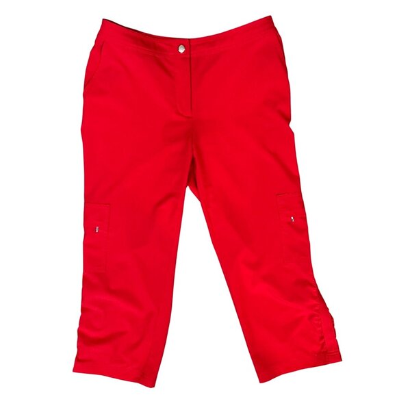 Chicos Zenergy Red Luxury Soft Stretch Capris Zipper Cargo Pockets Size 0 - Picture 11 of 11